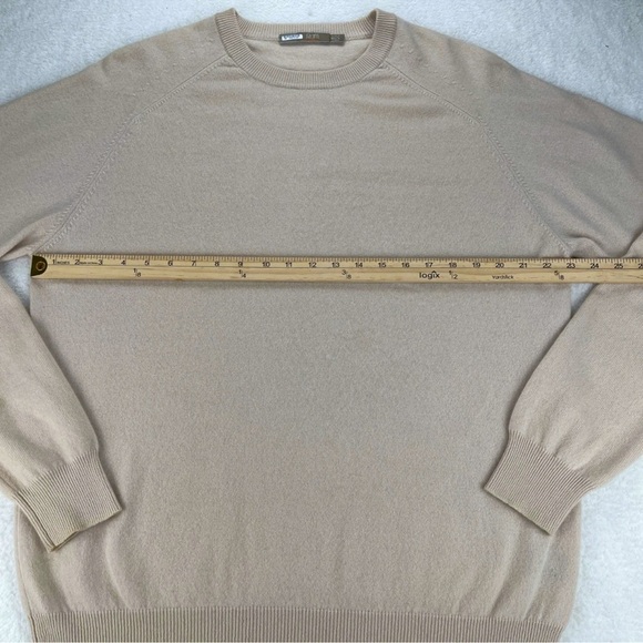 Raffi 100% Pure Cashmere Crewneck Sweater Mens Size L Beige Long Sleeve Luxury - Picture 6 of 11